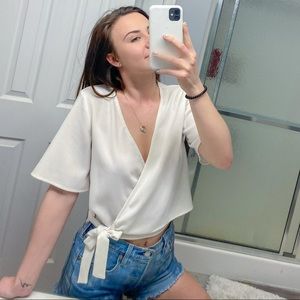 white wrap top